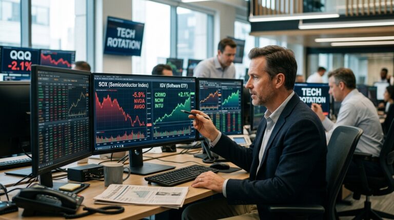Chips Down 5.9%, Software Up: What the Rotation Means